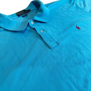 Polo Ralph Lauren Mens 3XB‎ Big Blue Polo Shirt Red Pony Logo Classic Fit